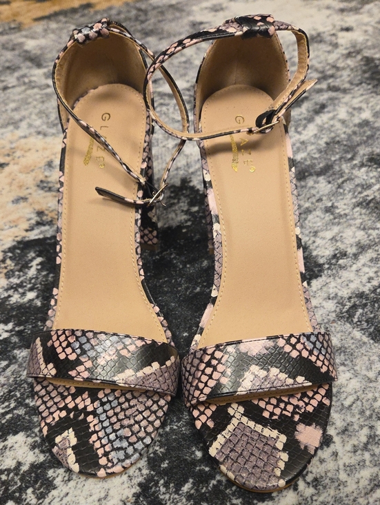 Glaze Shoes - Snake Print Strapped Sandal Heels